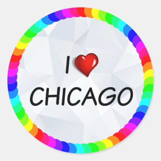 I Love Chicago, tekstontwerp Ronde Sticker (Voorkant)