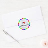 I Love Chicago, tekstontwerp Ronde Sticker (Envelop)