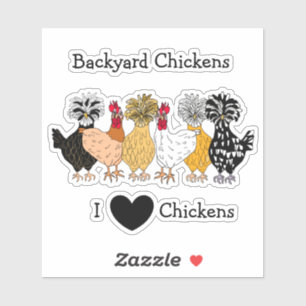 I Love Chickens Hand getrokken Backyard Kickens Sticker