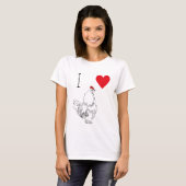 I Love Chickens Red Heart & Cute Cockerling Draak T-shirt (Voorkant volledig)