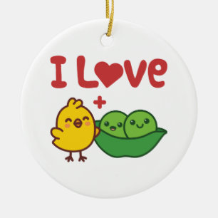 I Love Chickpeas Hummus Kawaii Keramisch Ornament