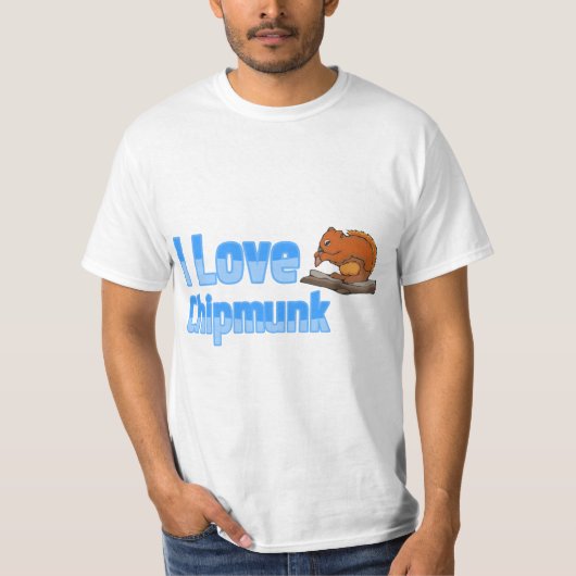 I Love Chipmunk Blue Text Brown Chipmunk T-shirt (Voorkant)