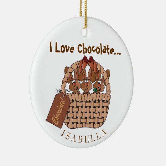 I Love Chocolate Bunny Basket Keramisch Ornament (Rechts)