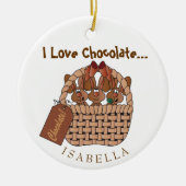 I Love Chocolate Bunny Basket Keramisch Ornament (Voorkant)
