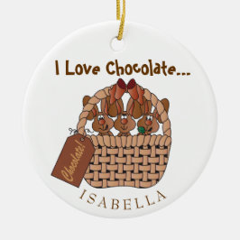I Love Chocolate Bunny Basket Keramisch Ornament