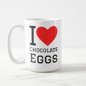 I love chocolate eggs square sticker koffiemok (Links)