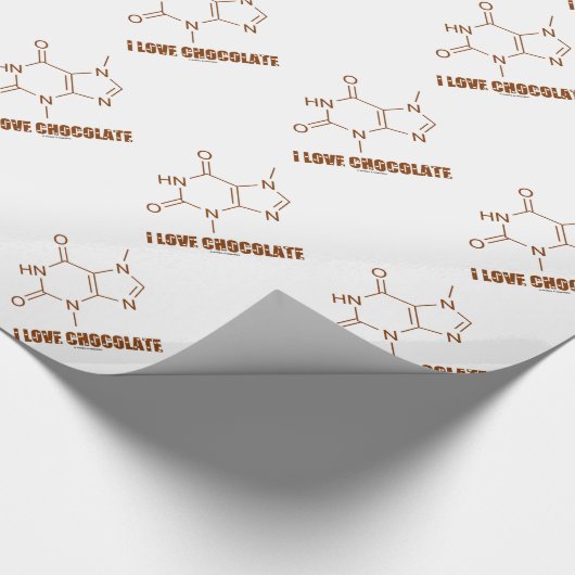 I Love Chocolate (Theobromine Chemical Molecule) Cadeaupapier (Hoek)