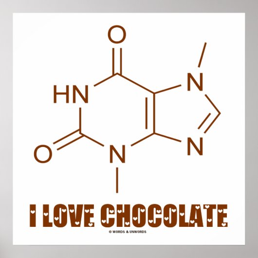 I Love Chocolate (Theobromine Chemical Molecule) Poster (Voorkant)