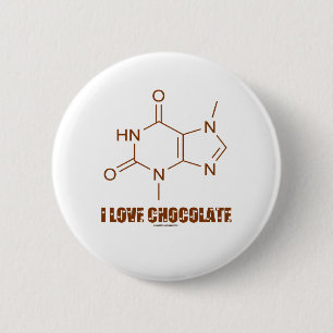 I Love Chocolate (Theobromine Chemical Molecule) Ronde Button 5,7 Cm