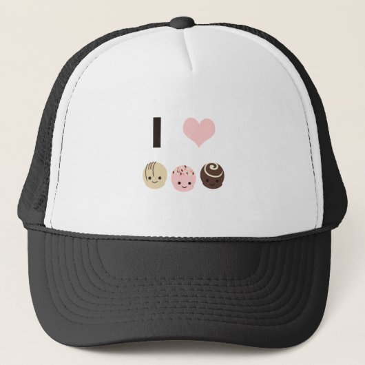 I Love Chocolate truffels Trucker Pet (Voorkant)