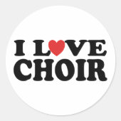 I Love Choir Ronde Sticker (Voorkant)