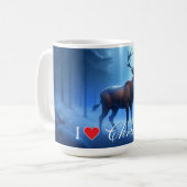 I Love Christmas Blue Winter Reindeer Koffiemok (Voorkant links)