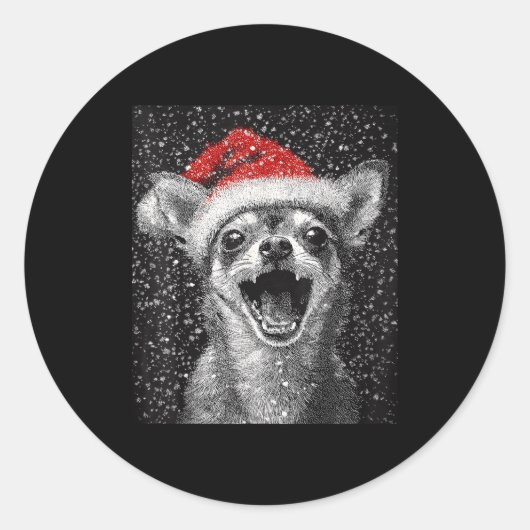 I Love Christmas Chihuahua Ronde Sticker (Voorkant)