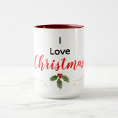 I Love Christmas Modern Minimalist Mug Mok (Midden)