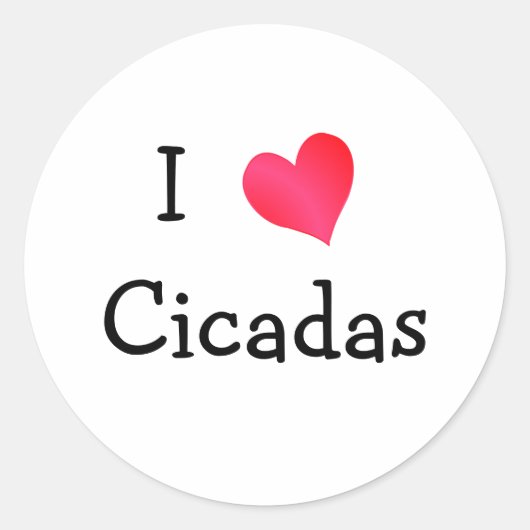 I Love Cicadas Ronde Sticker (Voorkant)