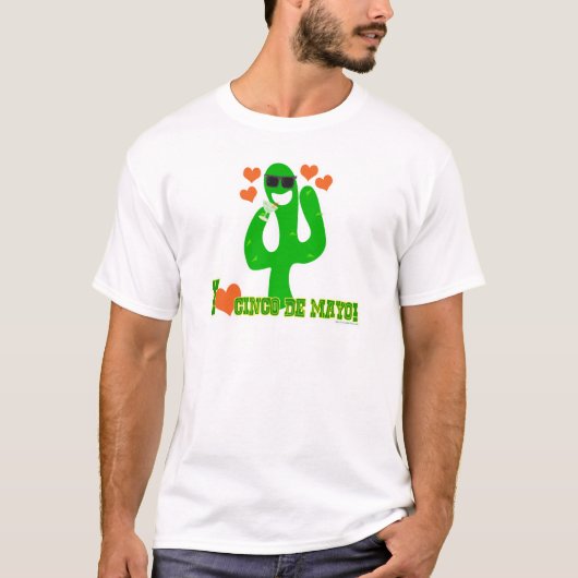 I Love Cinco De Mayo Cactus Cartoon T-shirt (Voorkant)