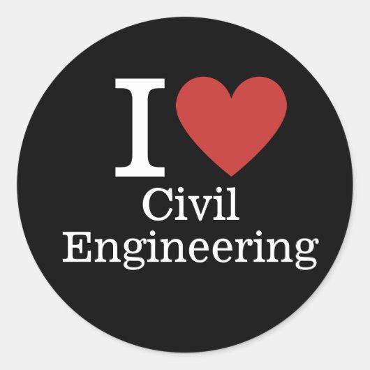 I ❤️ Love Civiele Techniek voor studenten / facult Ronde Sticker (Voorkant)