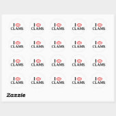 I Love Clams Ronde Sticker (Vel)
