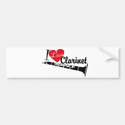 I Love Clarinet Bumpersticker (Voorkant)