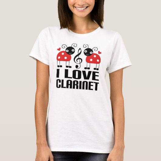 I Love Clarinet Ladybug T-shirt (Voorkant)