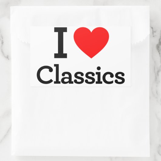 I Love Classics Rechthoekige Sticker (Tas)