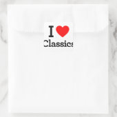 I Love Classics Vierkante Sticker (Tas)