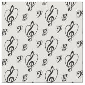 "I Love Clefs" Fabric Stof (Close Up)