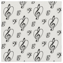 "I Love Clefs" Fabric Stof