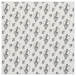 "I Love Clefs" Fabric Stof