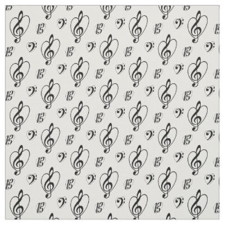 "I Love Clefs" Fabric Stof
