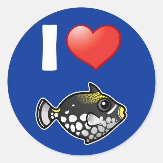 I Love Clown Triggerfish Ronde Sticker (Voorkant)