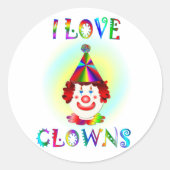 I Love Clowns Ronde Sticker (Voorkant)