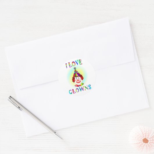 I Love Clowns Ronde Sticker (Envelop)