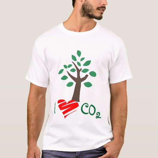 I Love CO2 carbon dioxide tree shirt global warm (Voorkant)
