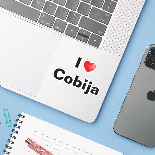 I love Cobija Sticker (Laptop met iPhone)