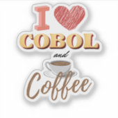 I Love Cobol Programming and Coffee Sticker (Voorkant)