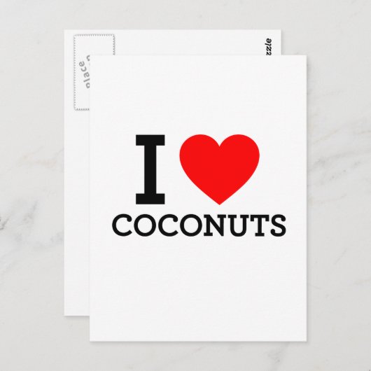 I Love Coconuts Briefkaart (Voorkant / Achterkant)