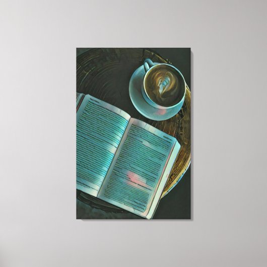 I love coffee and books canvas afdruk (Voorkant)