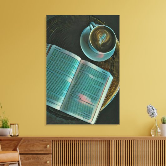 I love coffee and books canvas afdruk (Insitu (Woonkamer))