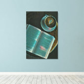 I love coffee and books canvas afdruk (Insitu (Houten vloer))