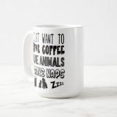 I Love Coffee Animals and Naps Typografie Koffiemok (Voorkant links)