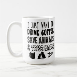 I Love Coffee Animals and Naps Typografie Koffiemok