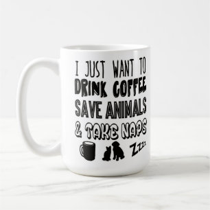 I Love Coffee Animals and Naps Typografie Koffiemok
