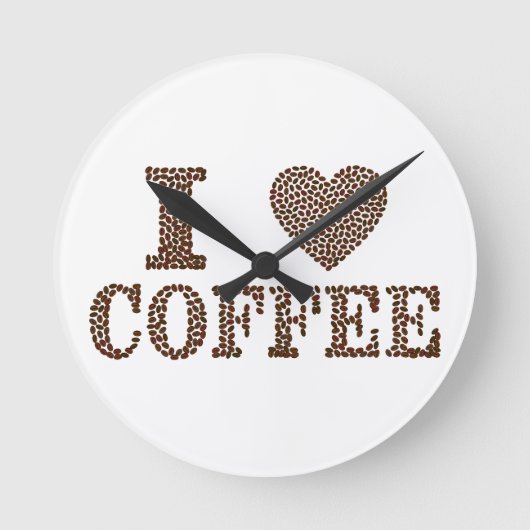 I Love Coffee Beans Wall Art Ronde Klok (Voorkant)