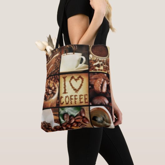 I Love Coffee Collage Tote Bag (Dichtbij)