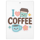 I Love Coffee Cute Kawaii Sticker – Adorable Coffe Klembord (Achterkant)