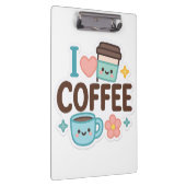 I Love Coffee Cute Kawaii Sticker – Adorable Coffe Klembord (Rechts)