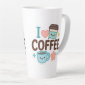I Love Coffee Cute Kawaii Sticker – Adorable Coffe Latte Mok (Rechterhoek)