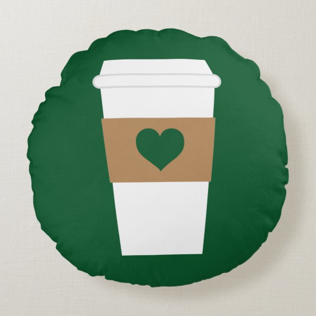 I Love Coffee Disposable Coffee Cup Rond Kussen (Voorkant)