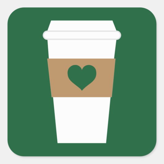 I Love Coffee Disposable Coffee Cup Vierkante Sticker (Voorkant)